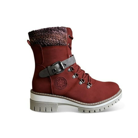 

Womens PU Warm Boots Side Zipper Snow Winter Outdoor Walking Boots Fashion Casual Shoes 41 Brown
