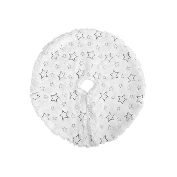 Falda de árbol de Navidad suave para decoración festiva, minifalda lavable redonda con patrón de copo de nieve/estrella para fiesta de navidad