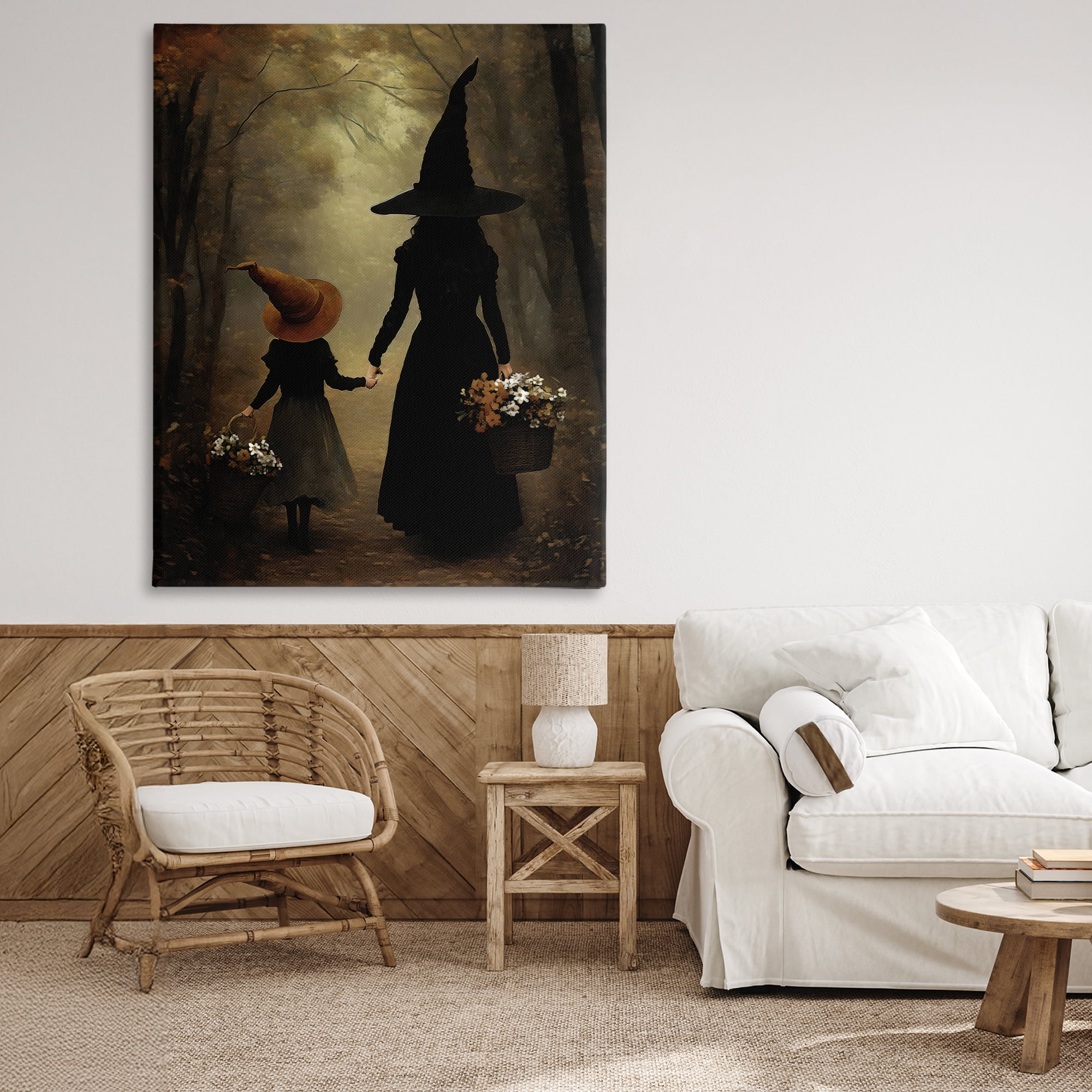 Witch & Daughter Mystical Forest Canvas Wall Art, design by Arlington Prints