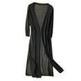 thumbnail image 2 of Clearance Sales Plus Size Coat Ladies' Solid Linen Ice Cotton And Linen Knit Cardigan Midi, 2 of 4