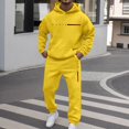 thumbnail image 2 of JAJAHO Men's Hooded Sweatshirt Suit Set Casual Streetwear Sweatsuit With Pockets Daily Wear Long Sleeve Hoodies Ankle-Tied Sweatpants 2 Piece Tracksuits Cozy Outfit, 2 of 5