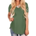 thumbnail image 3 of Cindysus Ladies Tops Short Sleeve Tee V Neck T Shirt Summer Pullover Basic T-shirt Army Green XXL, 3 of 7