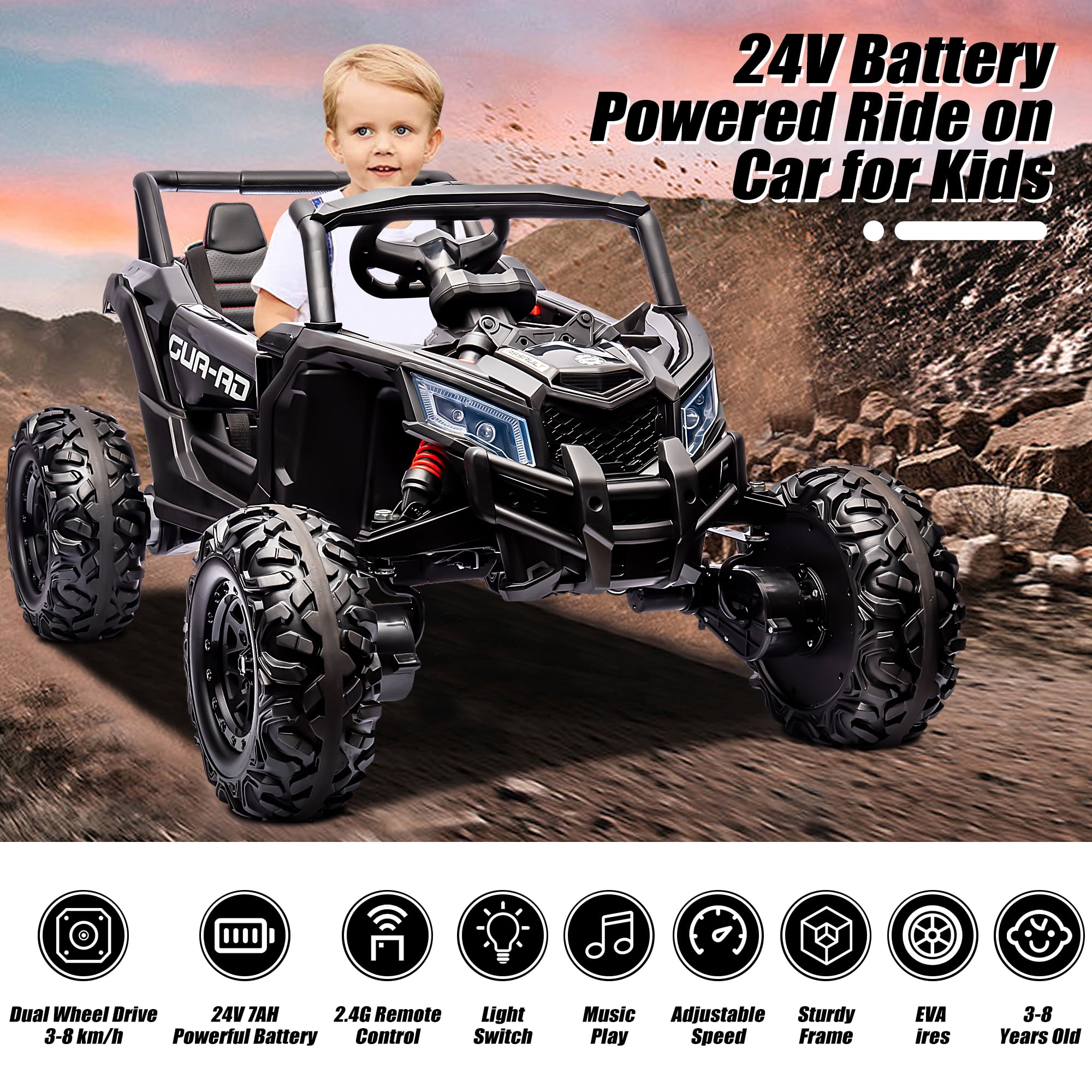  24V 7Ah Battery and Charger Combo Set for Huffy Torex UTV 24  Volt Child Ride On Car X : Automotive