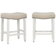 thumbnail image 3 of GRANDVILLE 24" Upholstered Bar Stool with Nail Head Trim (Set of 2), Antique White/Beige, 3 of 5