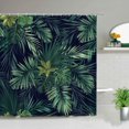 thumbnail image 1 of Cortina de ducha DEKAXID con diseño de hojas de palmera tropical, hojas de plantas verdes, calabaza, camión rojo, decoración navideña y de Halloween., 1 of 5