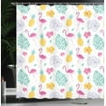 thumbnail image 3 of Ambesonne Luau Shower Curtain, Flamingo Pineapple Petals Leaf, 69"Wx75"L, White Seafoam, 3 of 4