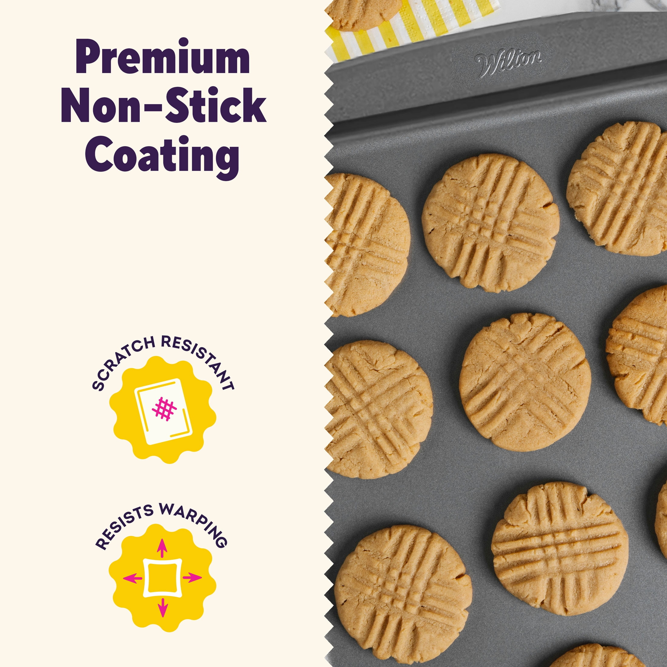 (4 pack) Wilton Premium Non-Stick Large Cookie Sheet 16"x12" Sheet Pan Baking Tray, Packaging May Vary