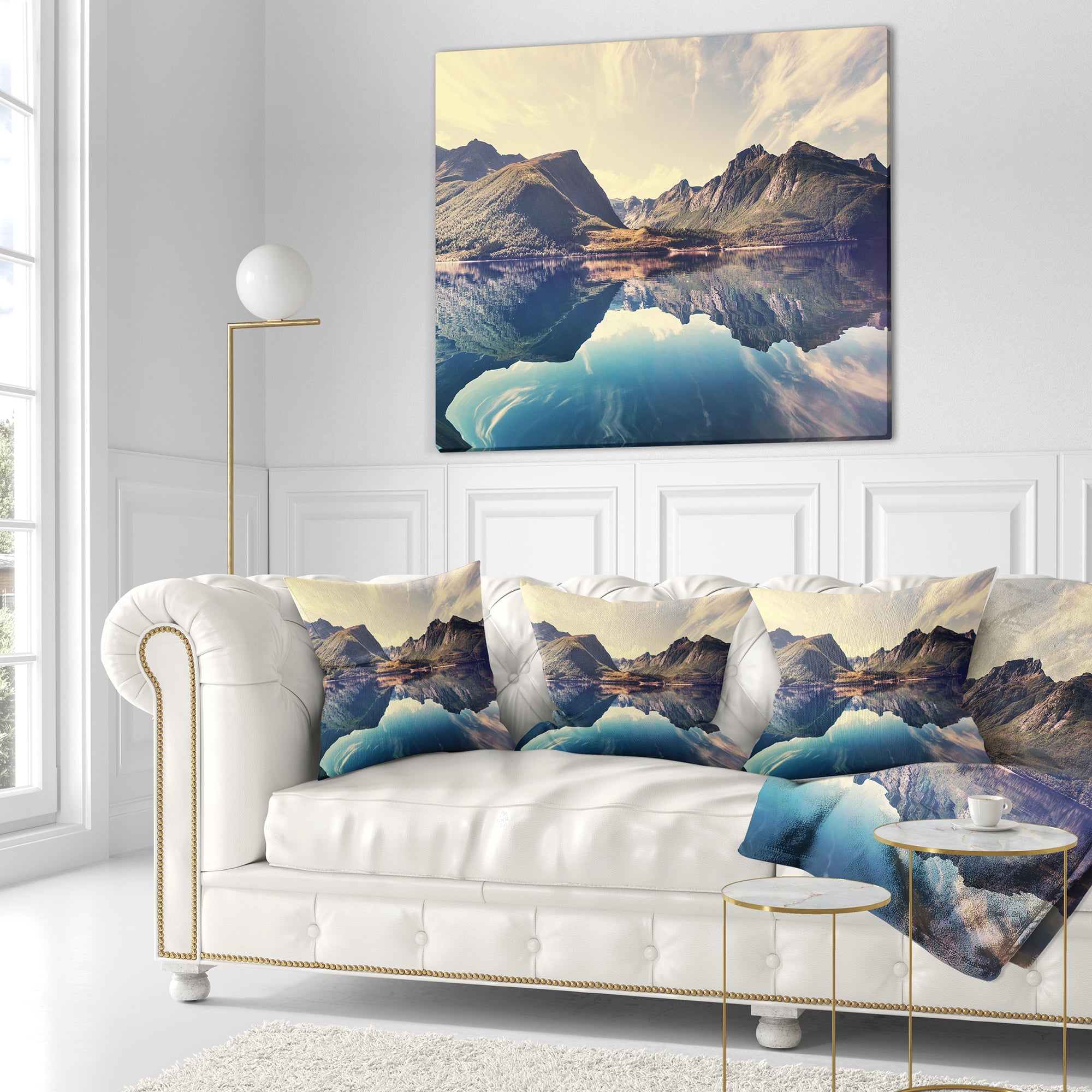 Designart Norway Summer Mountains - Landscape Photography Throw Pillow - 18x18