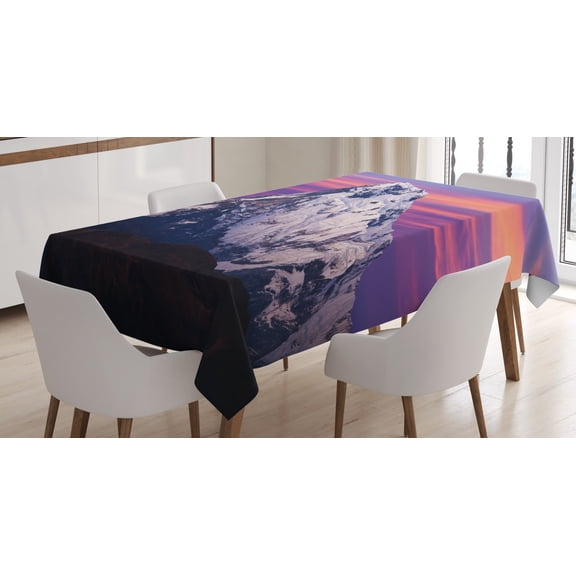 Ambesonne Nepal Tablecloth Rectangular Table Cover, Himalayas in the Sunset, 60"x90", Multicolor
