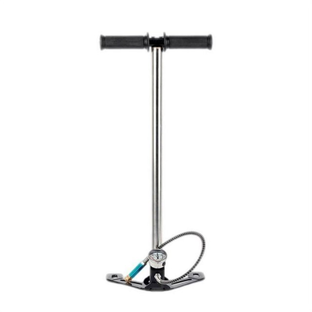 High Pressure PCP Air Pump Hand Operated Car Bicycle Bike Tire Pump 4500PSI 300bar 30mpa 3 Stage for Air Rifles Inflator - Silver