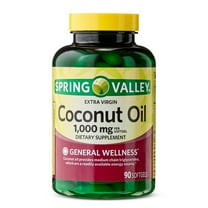 Spring Valley Extra Virgin Coconut Oil General Wellness Dietary Supplement Softgels, 1,000 mg, 90 Count