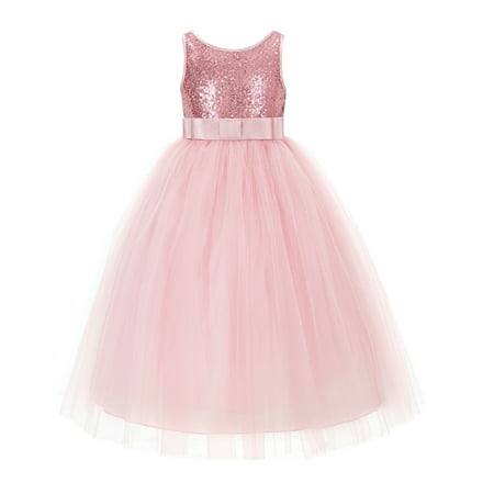 

Ekidsbridal Sequins V-Back Flower Girl Dress Junior Bridesmaid Wedding Pageant LG1 2