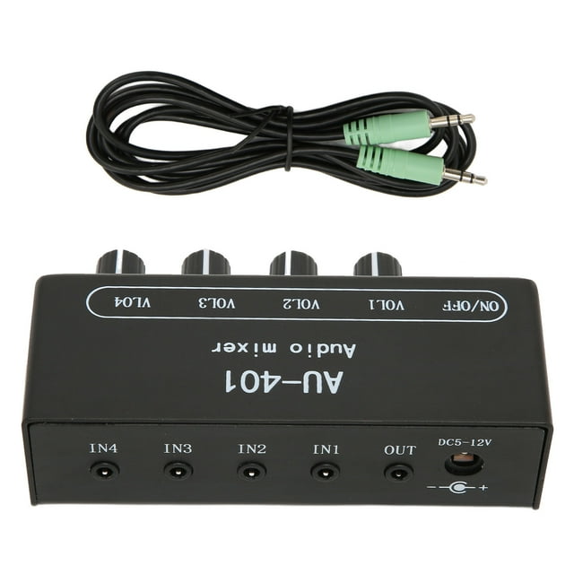Mezclador Estéreo de 3.5 mm, Controlar Directamé el Control de Aguudos de Bajo 4 en 1 Batidora para laptop para amplificador