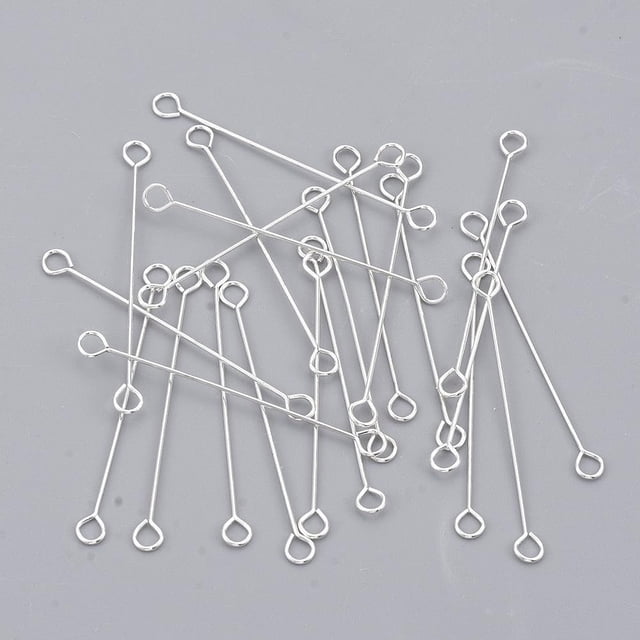 200Pcs Iron Jewelry Making Eye Pins Jewelry Finding Double Sided Eye Pins Silver 30x0.4mm
