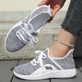 thumbnail image 6 of pwidon Women's Walking Sneakers Lightweight Lace Up Athletic Running Shoes Breathable Fly Knit Casual Sport Trainers Grey Black Gray 6.5, 6 of 6