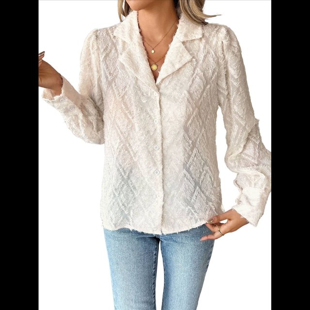 Camisas de Larga con Botones para Mujer Camisa Ligera con Botones Albaricoque S