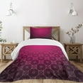 thumbnail image 3 of Ambesonne Damask Quilted Bedspread Set 2 Pcs, Medieval Style Stripes, Twin Size, Magenta, 3 of 6