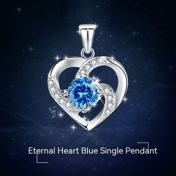 Colgante Corazón Mujer - Plata con Colgante Corazón en Oro Blanco de 18K y Piedras Circonitas. Cumpleaños perfecto, día de la madre o regalo.