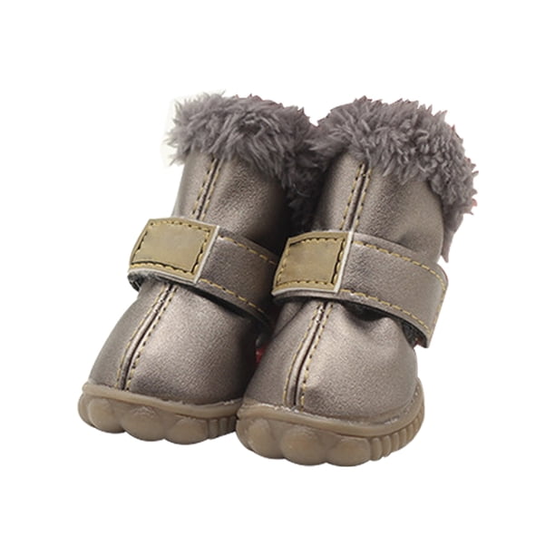Greeniant TureClos, 4 Uds., zapatos para perros, botas de nieve impermeables de lana difusa cálida, calzado de invierno para mascotas de cuero PU Ropa para mascotas plata Tipo 2 Greeniant PT000057-22B