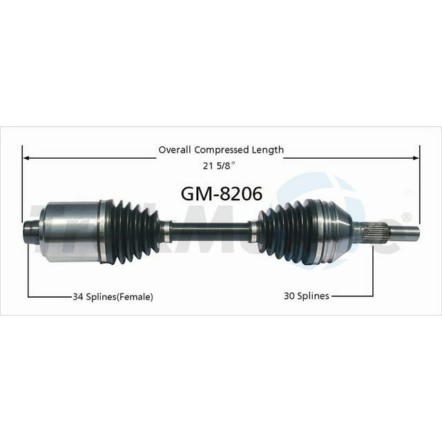 TrakMotive Essieu CV GM-8206 Premium; Remplacement d'Oem; Longueur Comprimée de 21,62 Pouces