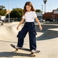 thumbnail image 5 of Generic Girl's Y2K Bowknot Track Pants Elastic Waist Baggy Straight Wide Leg Baggy Trousers Sports Wear Tween Cute Street Dance Pant, 5 of 9