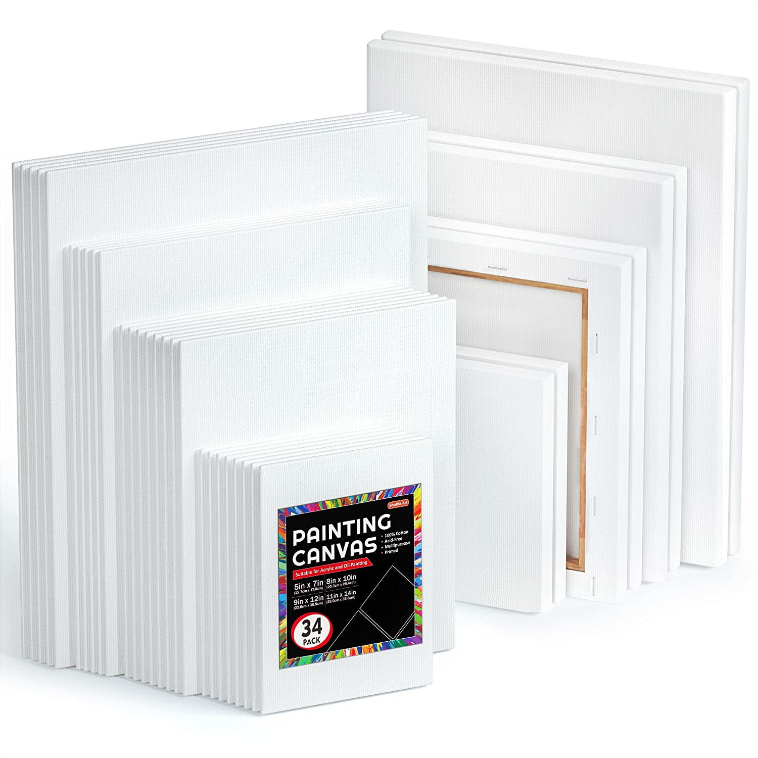 Canvases for Professional Artist 12 x 16 100% Cotton for Acrylic Painting Oil Paint & Wet Water Art Media 5 Packs Blank Canvas Panels Board 30 x 40 cm Hobby Painters & Beginners 