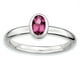 Argent Sterling Empilable Expressions Ovale Rose Tourmaline Bague Taille 7 – image 1 sur 3