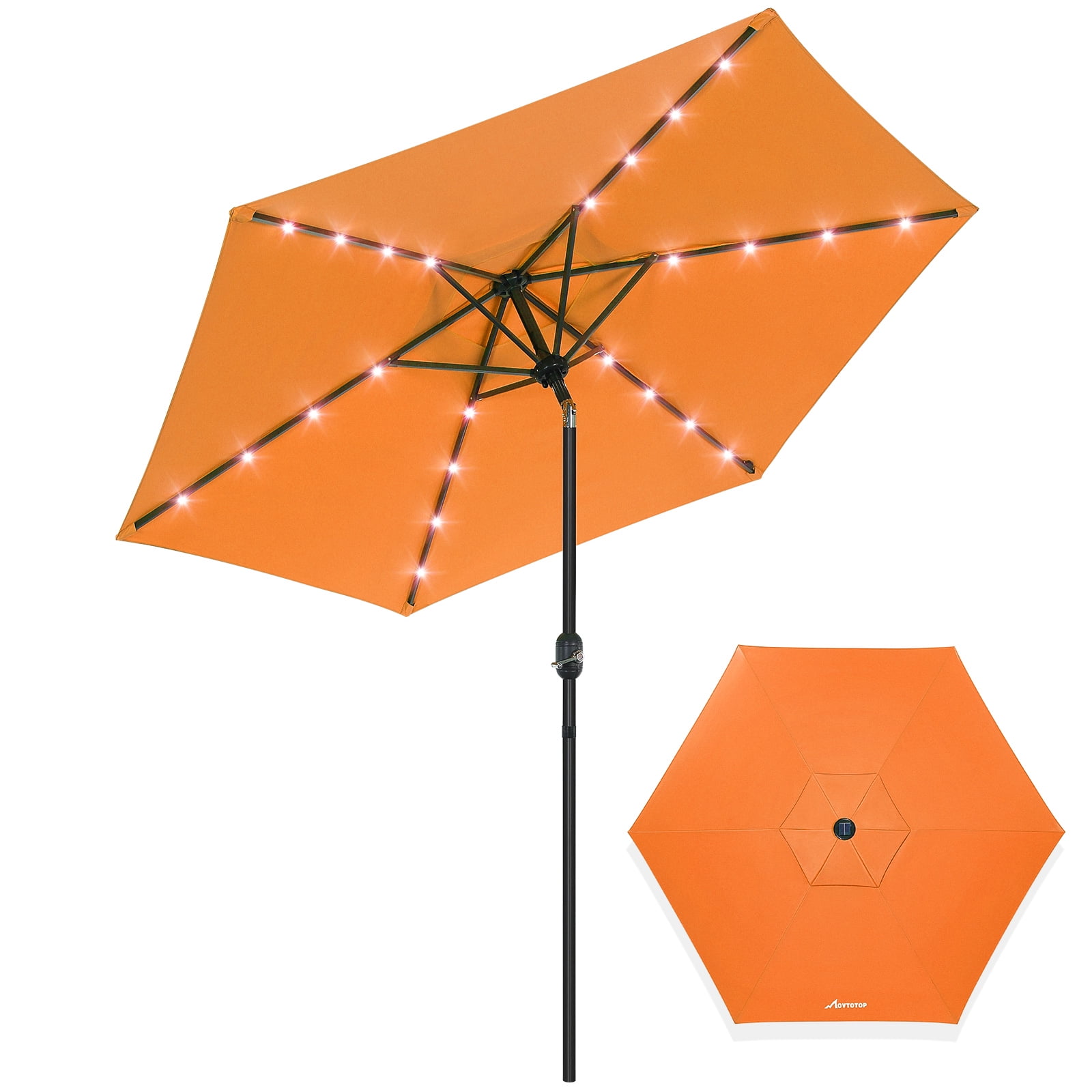 MOVTOTOP 9ft Patio Umbrella with LED Light Leisure Umbrella Crank