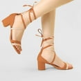 thumbnail image 2 of Sandalias De Punta Abierta Color Block Talón Con Cordones Para Mujeres Marrón beige 38, 2 of 7