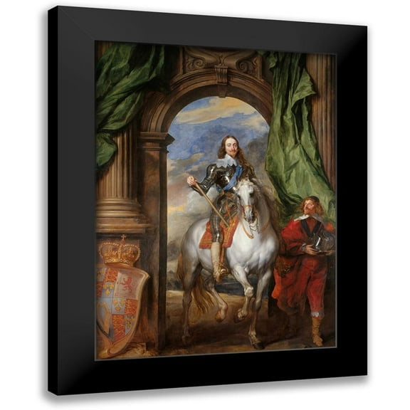 van Dyck, Anthony 11x14 Black Modern Framed Museum Art Print Titled - Charles I with M. de St Antoine