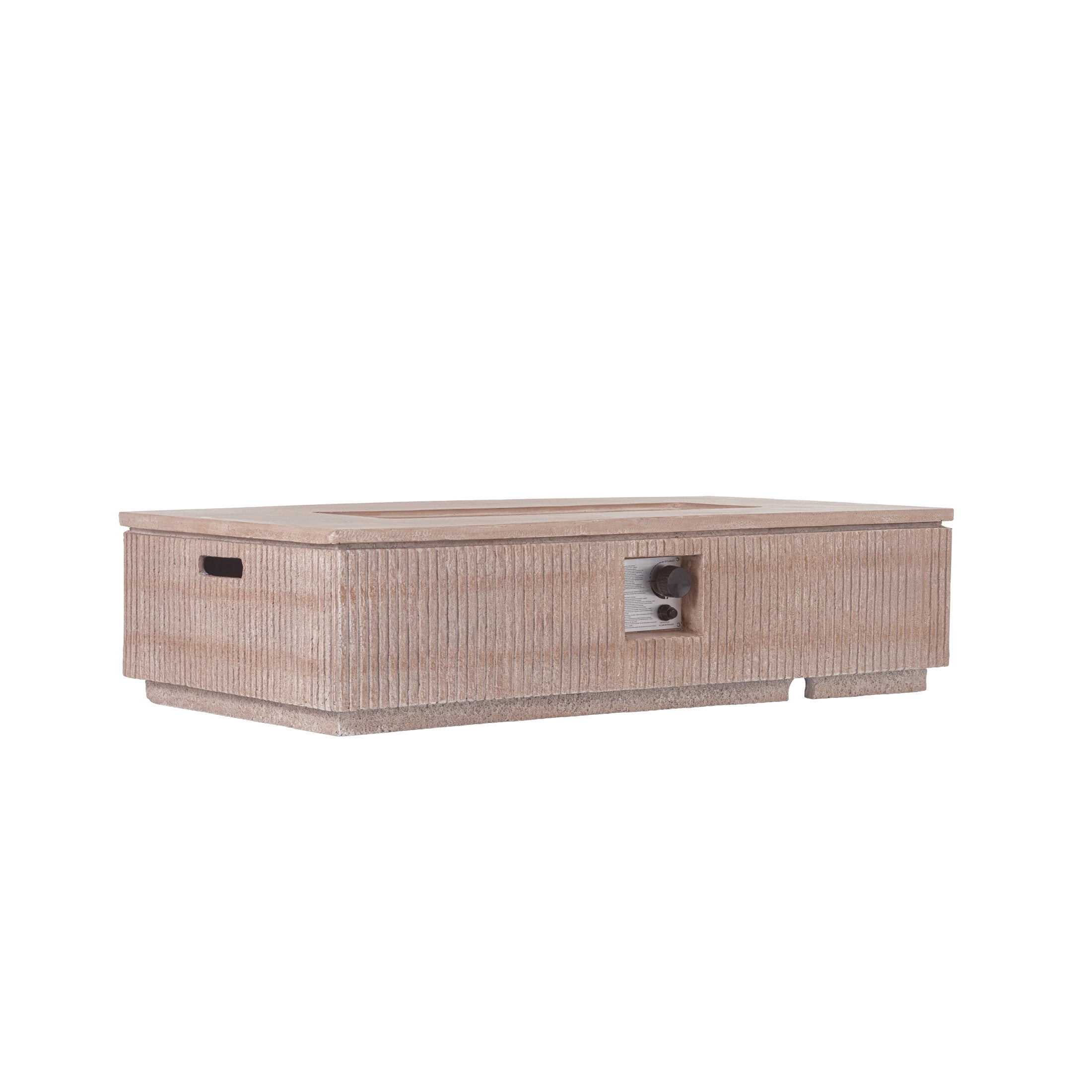 Christopher Knight Home 48.2" Rectangular Outdoor Propane Fire Pit, 50,000 BTU, Natural Travertine