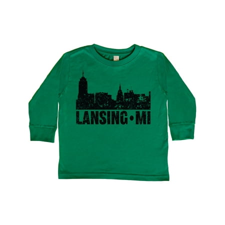 

Inktastic Lansing Skyline Grunge Gift Toddler Boy or Toddler Girl Long Sleeve T-Shirt
