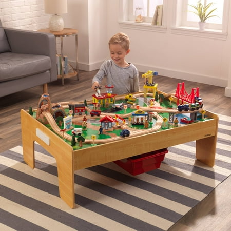 KidKraft Adventure Town Railway Train Set & Table with EZ Kraft Assembly and 120