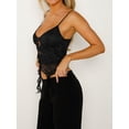 thumbnail image 2 of Michellecmm Women Lace Camisoles Ruffles Bow Cutout Spaghetti Straps Sleeveless Backless Tank Tops Summer Vests Streetwear, 2 of 6