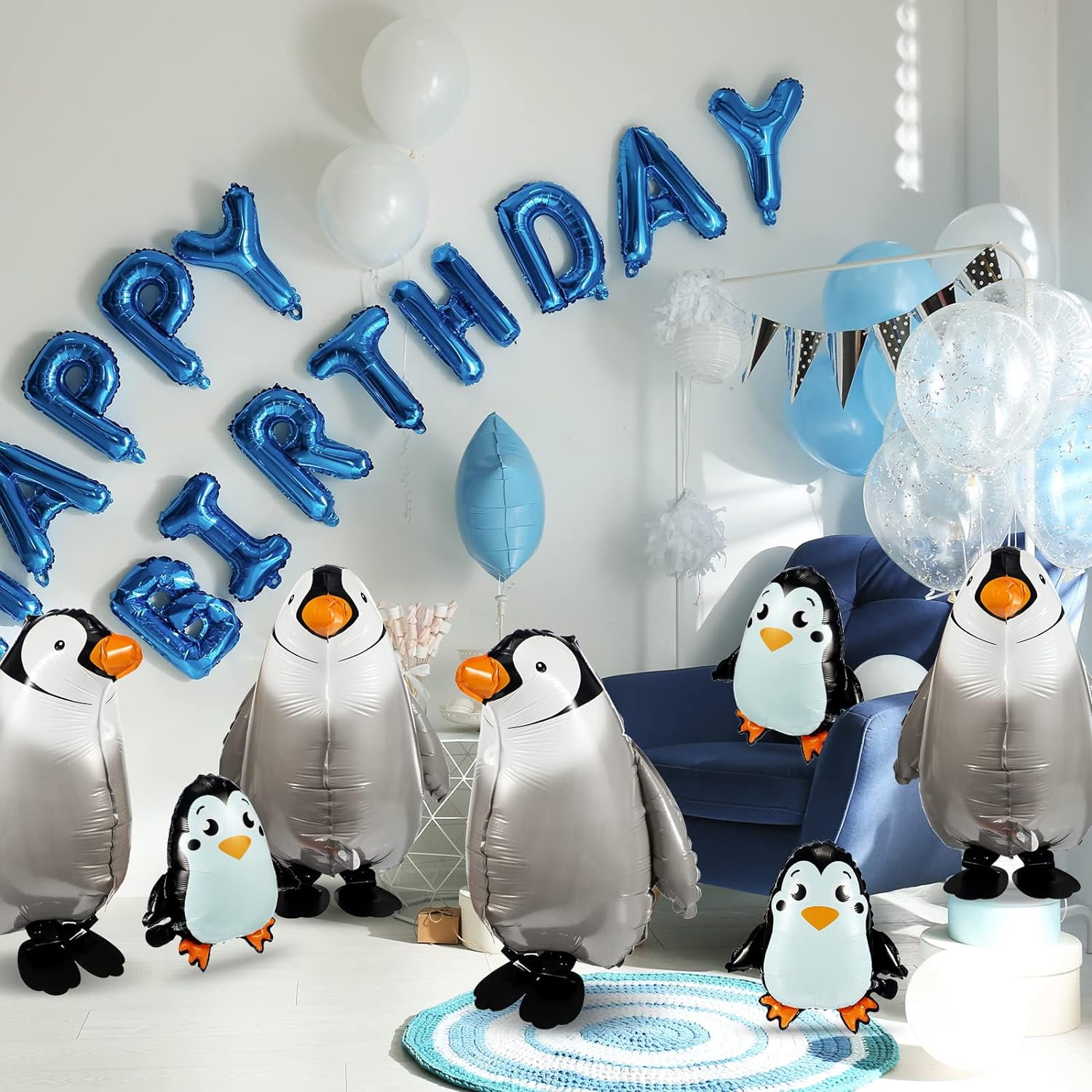 14 Pieces Penguin Balloons Jumbo Walking Penguin Foil Balloon for Birthday Party Favor Wedding Supplies