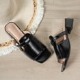 thumbnail image 6 of Wensltd Low Heel Shoes Women Square Toe Sandals Open Toe Low Block Heel Versatile Shoes Black, 6 of 9
