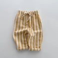 thumbnail image 2 of CPNG Newborn Infant Toddler Baby Girls Boys Striped Casual Sweatpants Cotton Elastic High Waist Baggy Joggers(Yellow,3-6 Months), 2 of 4