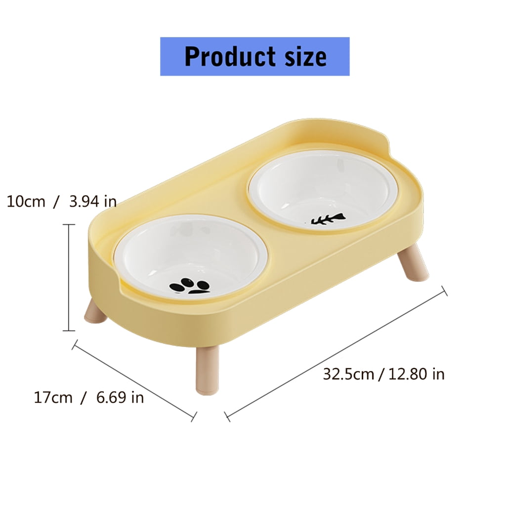 Miiottaa Double Bowl Ceramic Pet Feeder For Dog Cats Scratch Resistant Easy To Clean Feeding Dishes With Elevated Design