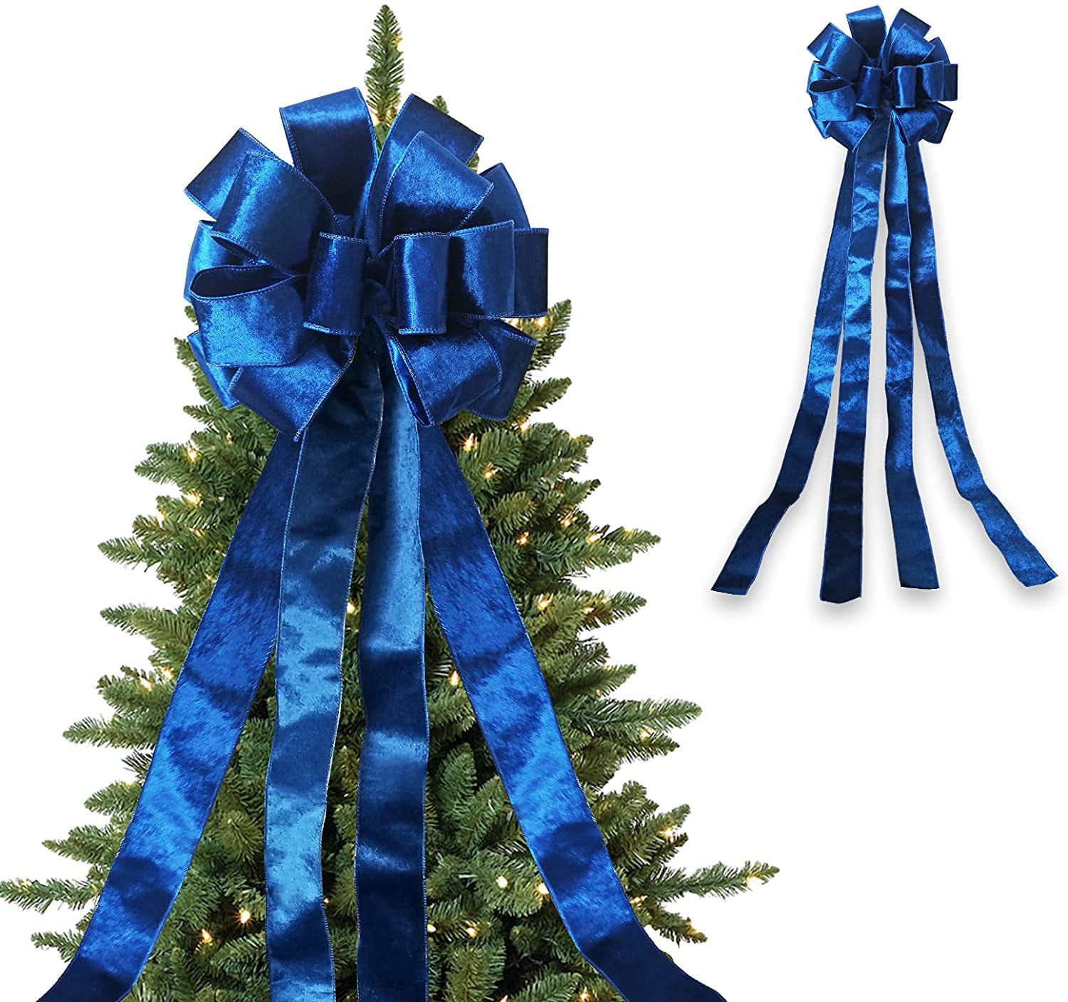 SUMAX1989 Christmas Tree Topper Farmhouse Large Gift Bow with Snowflake