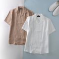 thumbnail image 4 of Camisa de manga corta casual transpirable de lino BC para hombre de primavera y verano, 4 of 5