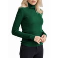 thumbnail image 4 of Suéteres Acanalados para Mujer, Lindos Suéteres de Punto de Cuello Alto, Ajustados y Cálidos Verde Oscuro un Tamaño, 4 of 10