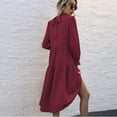 thumbnail image 5 of Lindreshi Fall Dresses for Women Homecoming Dresses Women Fashion Casual Solid Long Sleeve Round Neck Irregular Skirt Dress, 5 of 5