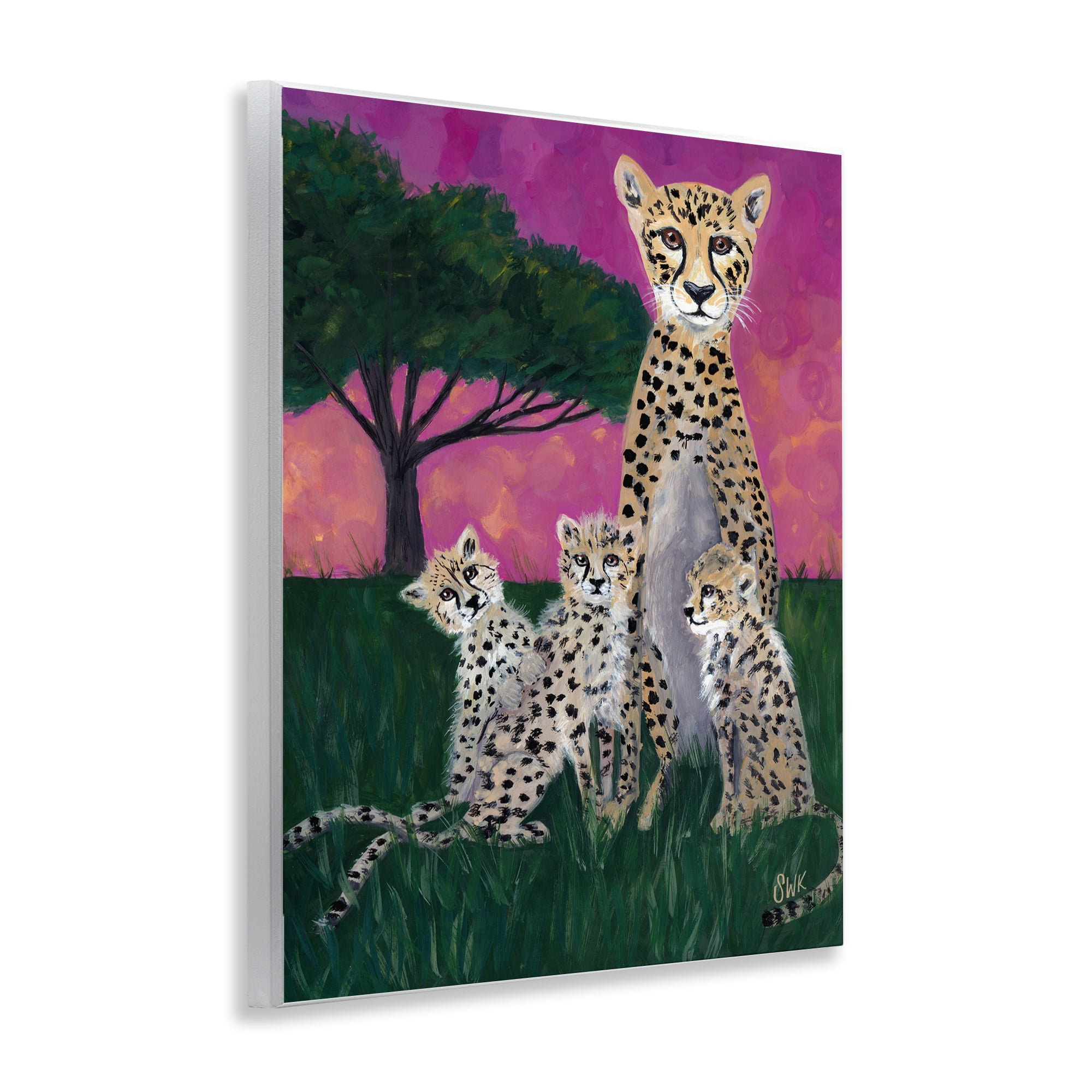 Stupell Industries Mama Cheetah & Her Cubs Wall Plaque Art, design by Sarah Waldron Kimball
