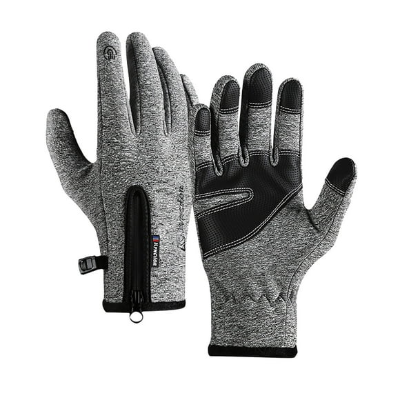 Agiferg Unisex Winter Warm Waterproof Gloves Outdoor Cycling Zipper Touch-Screen Gloves