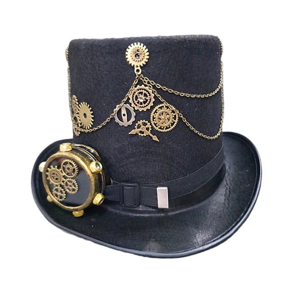 Women Steampunk Top Hat with Goggles Hat Show Cap Unisex Jazzs Cap