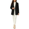 thumbnail image 2 of INSPIRE CHIC Women's Pea Coat Double-Breasted Notch Lapel Mid-Thigh Winter Coat XL Black, 2 of 6