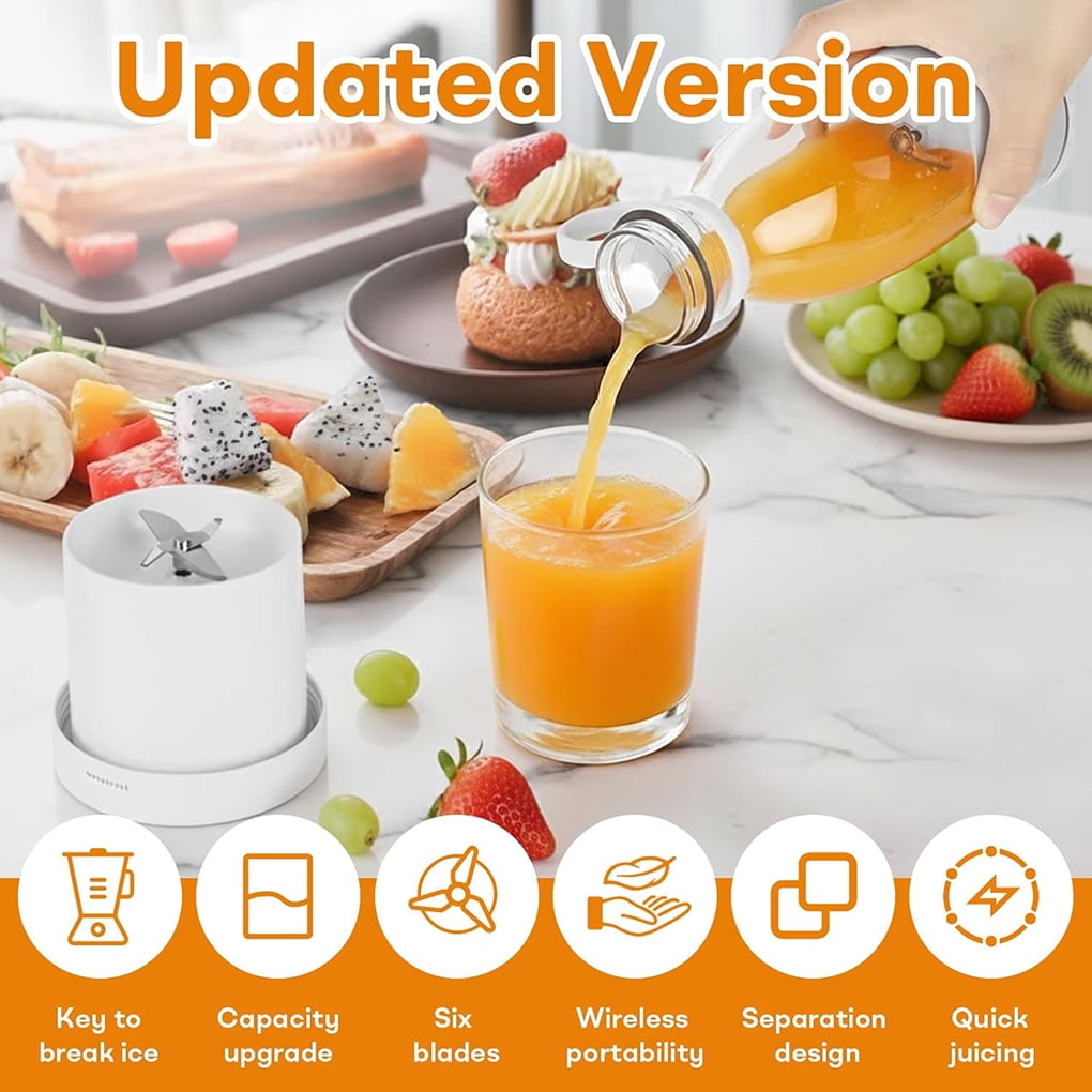 Portable Blender for fresh juices and Smoothies 350ML, Bottle Mini Blender Rechargeable Smoothie Maker with Wireless Charging and Travel Lid, USB Rechargeable Mini Smoothie Maker Pink