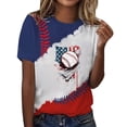 thumbnail image 1 of Camisas de Manga Larga para las Mujeres Encaje Suelto Impreso Cuello Redondo Superior, Manga Corta Blusa de Moda de Verano, 1 of 3