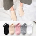 thumbnail image 3 of Trayknick Women's Solid Color Faux Pearl Beading Breathable Cotton Low Cut Ankle Socks, 3 of 13