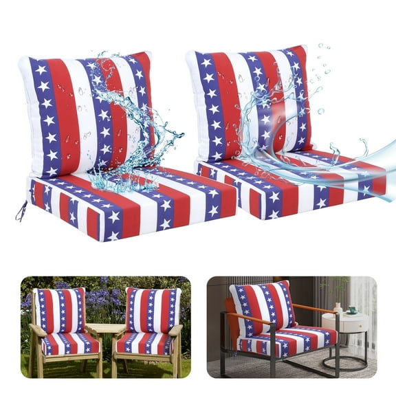 24 x 24 Inch Outdoor Deep Seat Cushion Set - Waterproof Fade-Resistant Patio Furniture Cushions with Removable Covers, Adjustable Straps & Handles for Chairs, Sofa, Couch (2-Piece)